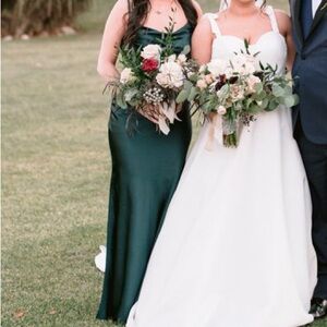 Revelry Skye Satin Dress in Classic Emerald